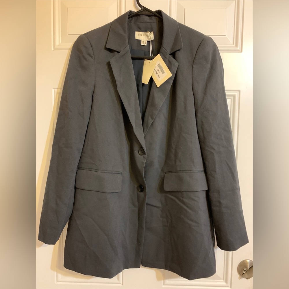 Anthropologie See U Soon Jacket Gray Women’s US Small/ EUR 1 Cotton Blend Tencel